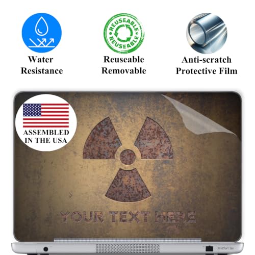 Image of Custom Design Personalized Laptop Skin Sticker Cover Art Decal, Customize Size & Text (Any Size, Brown Radioactive)