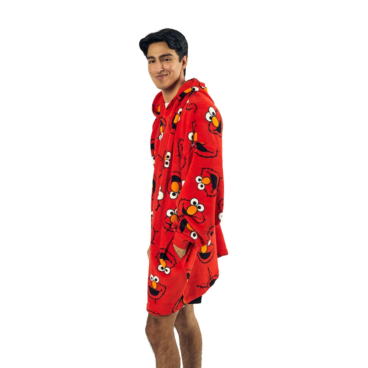 Pattern Red Hooded Wearable Oversize Blanket-OSFA: Sesame Street Elmo