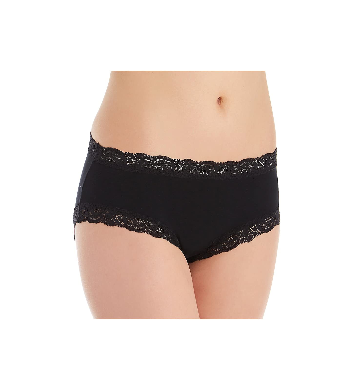 Fleur't Women's Iconic Lace High Waist Boyshort Panty, 305, Black, M