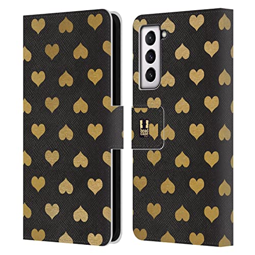 Étui Portefeuille Samsung Galaxy S21 FE 5G Protection Cuir Anti-choc Coeur Or