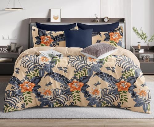 Image of The Royal King Collection 350 TC King Size Bedsheet with 2 King Size Pillow Covers| Beautiful Designer Flat Sheet | Luxury Soft Sheet (3pcs Set) |108x108 inches. (Multicolor-6602)