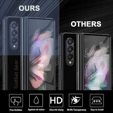 Image of Techsage Unbreakable Screen Protector Hydrogel Membrane Compatible with Samsung Galaxy Z Fold 5 Covers Front Back and Main Screen with Easy Installation Kit (Matte, Front & Back)