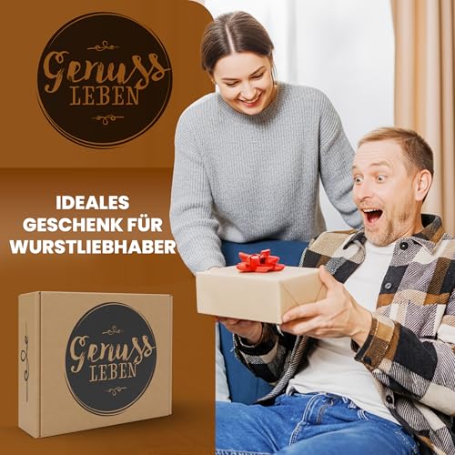 Genussleben Frühstücksbox herzhafte Verführung mit 500g köstlicher, haltbarer Wurst für Camping, Outdoor, Frühstück oder Zelten