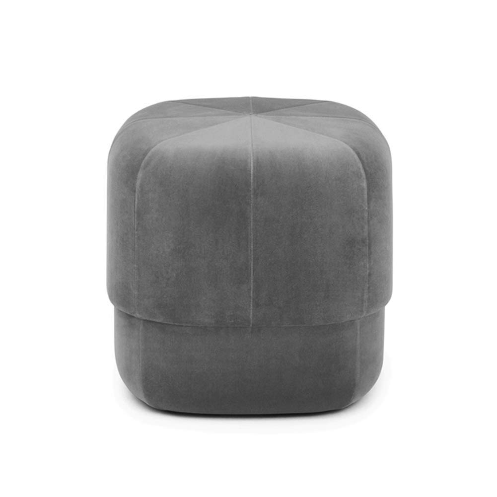Table basse en velours doux et repose-pieds rembourré gris