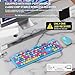 Cute Retro Wireless Keyboard and Mouse Combo, Colorful Typewriter Keyboard with Round Keycaps, 2.4GHz Multi-Color Hybrid Bubble Keyboard for Women, Funky Blue Computer Keyboard for PC Laptop Office