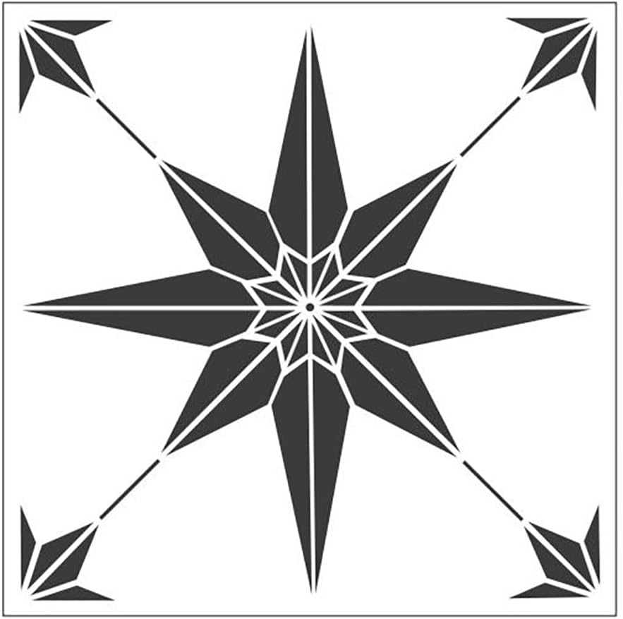 2pcs 12x12 Inch Tile Stencils, Geometric Reusable Stencil Template for Painting Wall Tile Floor Cement Patio Furniture DIY Home Décor