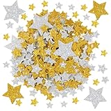 1026 Stück Glitzernde Star Sticker Sterne Moosgummi Aufkleber, Selbstklebende Glitzer Sticker für Kinder, Silberne und Goldene Sterne Aufkleber für Sammelalben Wanddekoration DIY Basteln