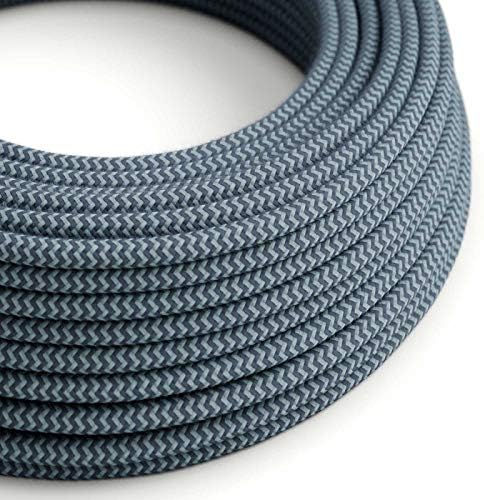 CA Creative Cables Blue Cotton Chevron Covered Round Electric Cable - RZ25-150ft, 3 x 18 AWG