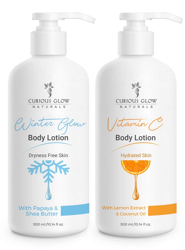 Vitamin C & Winter Care Lotion Moisturizer With African Raw Unrefined Shea Butter & Hyaluronic Acid Deep Soothing|Balance Skin tone|Improve Elasticity Body Lotion(Pack Of 2|300ml Each)