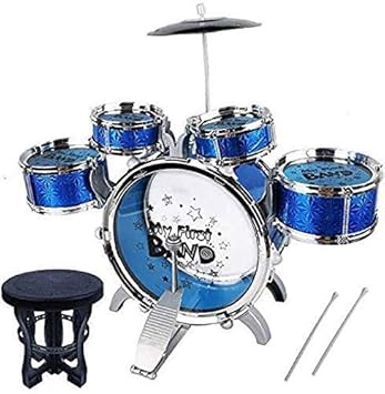 Jet Roy Jazz Drum Set Big Size Musical Drum Set with 5 Drums, Cymbal and Chair Musical Toy (Multicolor)