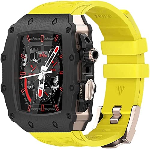 Kit modification boîtier montre alliage de luxe SCHIK et bracelet pour Apple Watch 44-45mm