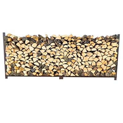 Woodhaven 8 Foot Brown - Large Firewood Log Rack With Optional Cover - Made In USA - Outdoor Use Lifetime Structural Warranty - Texture Powder Coat Finish - Made With Heavy Duty Steel (No Cover)