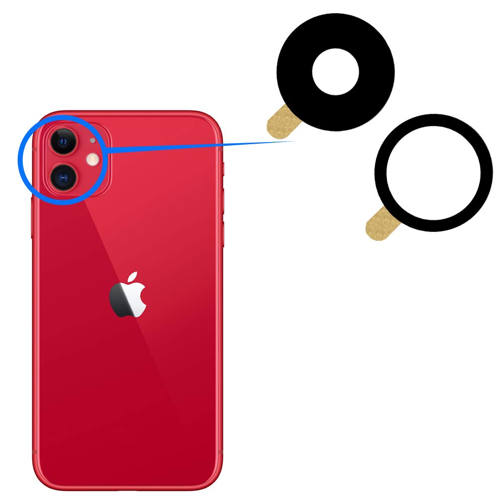 MMOBIEL Szklane soczewki do kamery tylnej kompatybilne z iPhone 11 2019 szyba aparatu z dwustronną klejącą pęsetą i ściereczką w zestawie - czarne