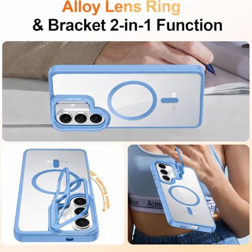 Image of VONZEE Compatible for Samsung S26 Plus 5G Case, Compatible with MagSafe, Military-Grade Protective Case, Built-in Stash Stand Phone Case, Scratch-Resistant Back Cover, Classic Series|Official Blue