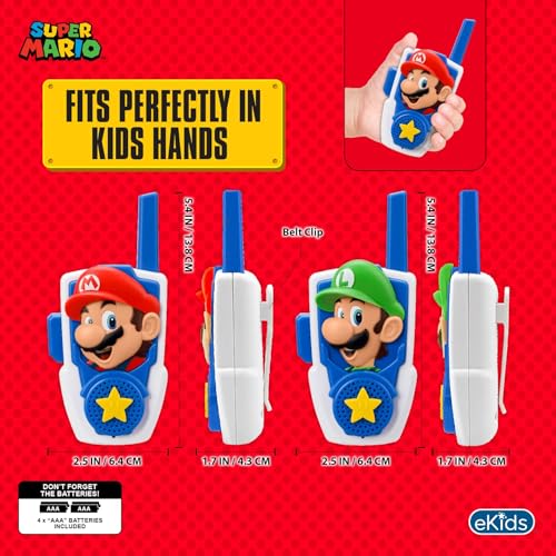 Image of Super Mario Walkie Talkies for Kids, Static Free and Extended Range Indoor and Outdoor Toys for Fans of Mario Toys