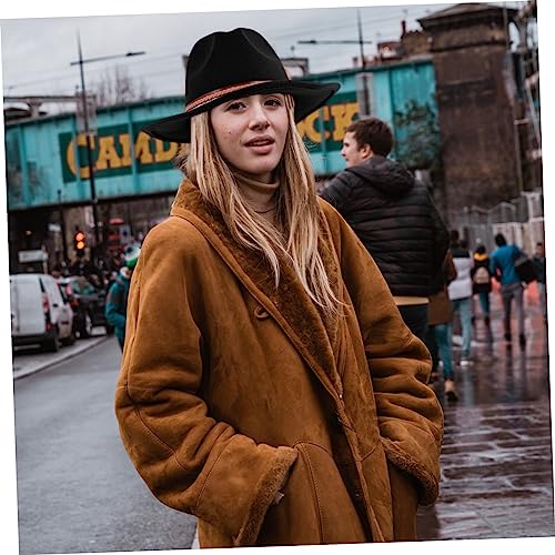 NOLITOY 1Pc Stylish British Style Hat for Women Fashionable Flat Edge Jazz Cap with Elegant Design for Dinner Parties and Special Occasions Lightweight and Comfortable Black4