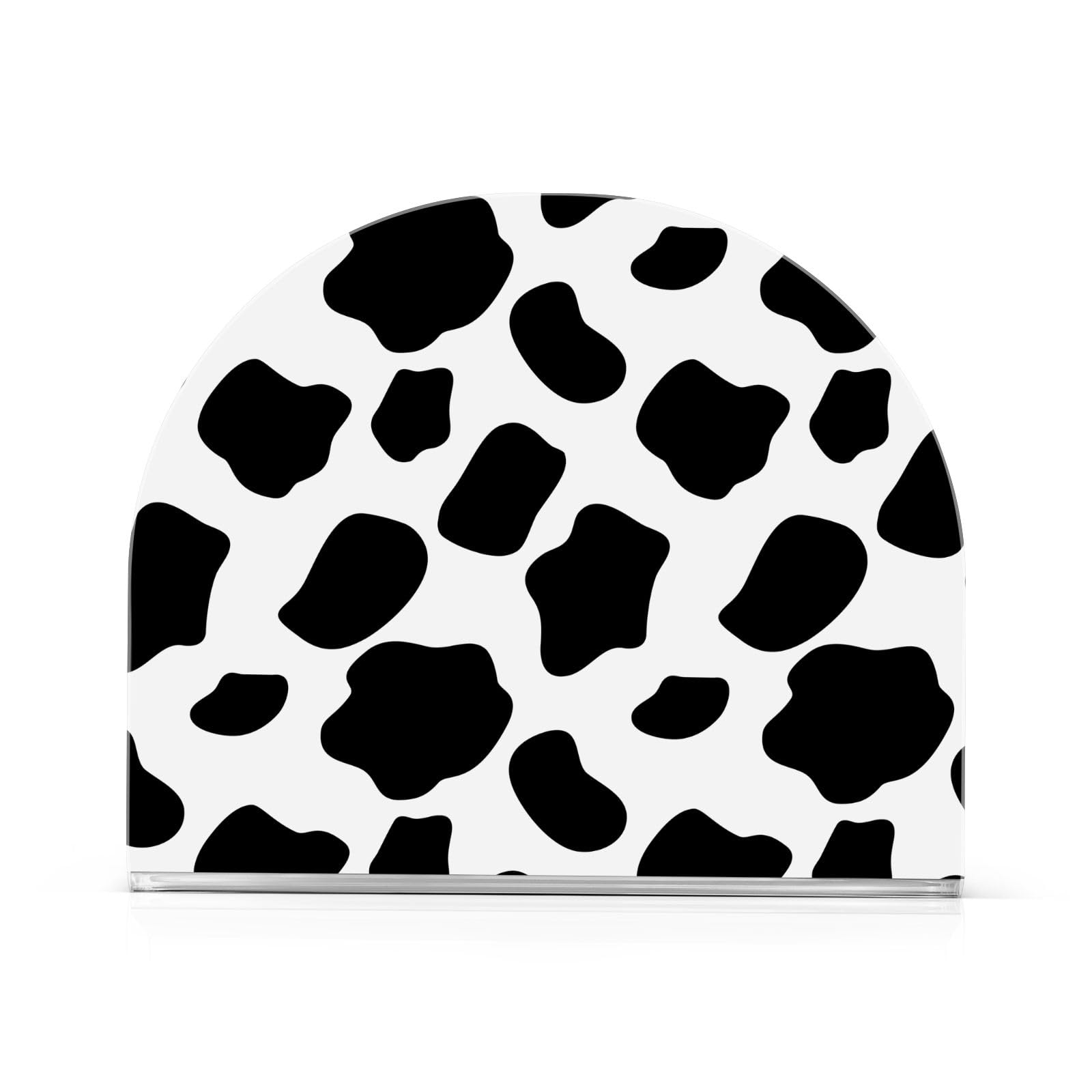 Porte-serviettes texture vache en acrylique noir et blanc pour table de cuisine