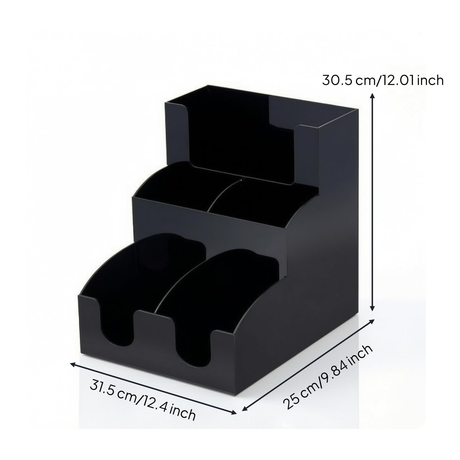 Organizador Acrilico con Compartimentos Multiples para Pajillas Tapas y Mezcladores Cafe Acuado para Refrescos en Restauran, Negro, Style to 4