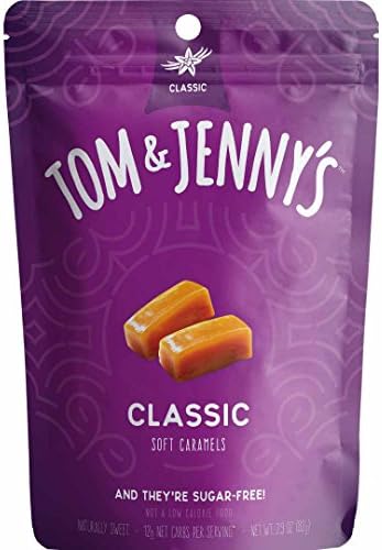 Tom & Jenny's Sugar Free Candy (Soft Caramel) with Sea Salt and Vanilla - Low Net Carb Keto Candy - with Xylitol and Maltitol - (Classic Caramel, 1-pack)