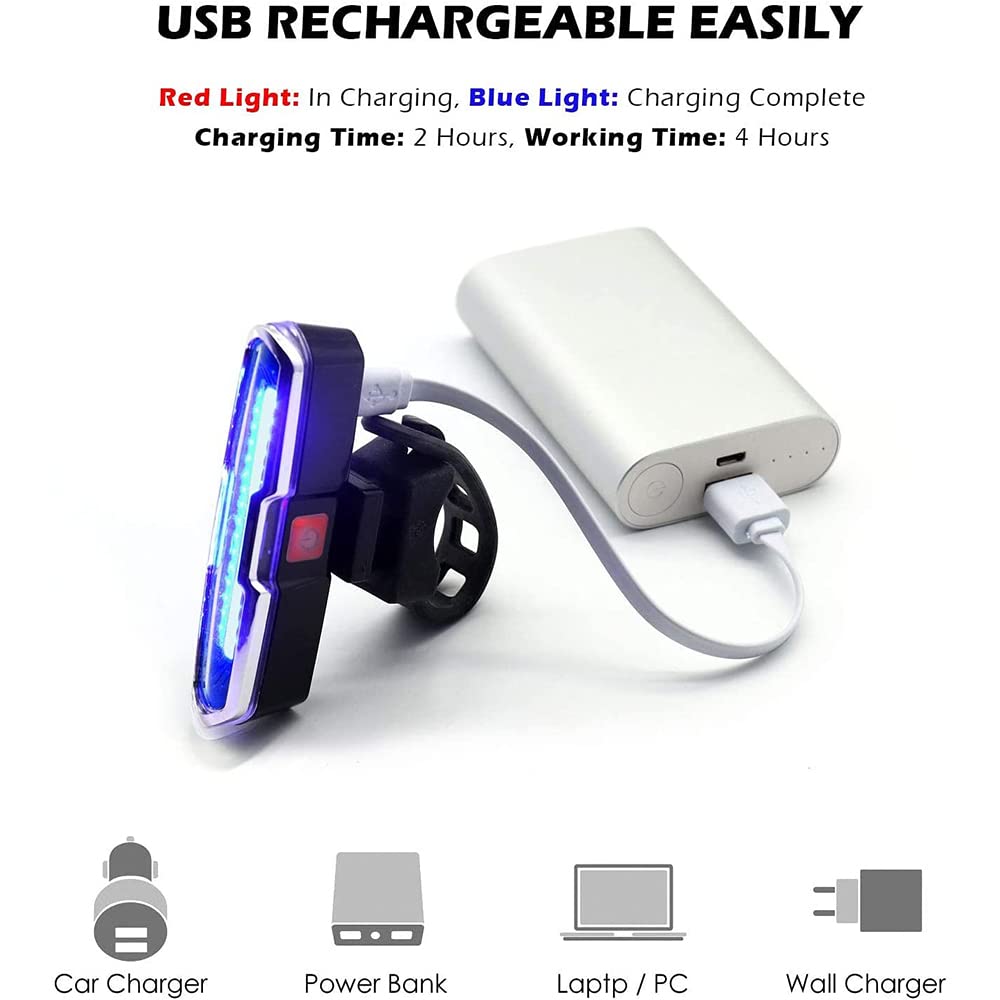 Feu arrière de vélo Ultra-Lumineux à LED Haute intensité Rechargeable par USB, Accessoire pour vélo de Montagne