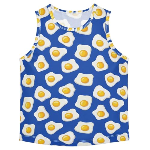 J JOYSAY Fried Egg Blue Boys Tank Top Sleeveless Muscle Shirts Quick Dry Kids T-Shirts 3-15T