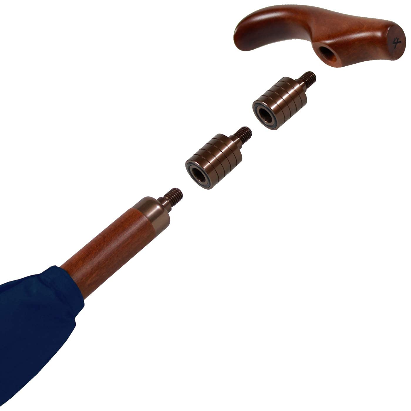 iX-brella Ombrello regolabile in altezza con manico in legno, blu, 105 cm