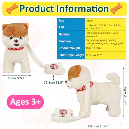 Marsjoy 568412 Musical Walking & Dancing Dog Toy With Leash - Interactive Plush Stuffed Animal thumb #3
