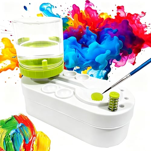 Upgraded Paint Brush Cleaner Brush Rinser Water Circulation(Pre Assembled) Watercolor/Oil and Water-Based Paint Brush Cleaner Tool Gift for Adults Artist Beginners