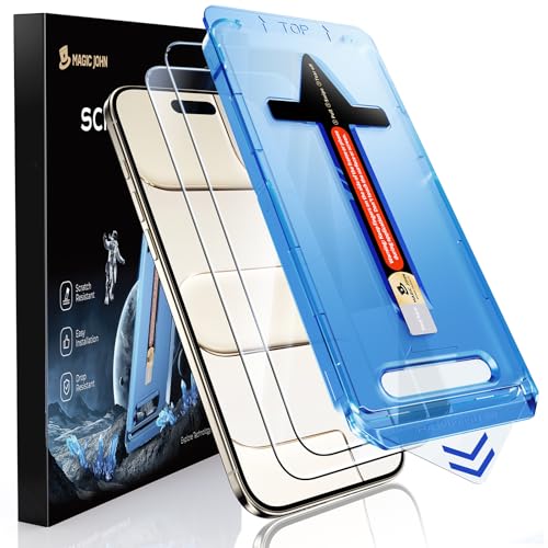Image of MAGIC JOHN 2 Pack for iPhone Air 6.5 inch Tempered Glass Screen Protector, Auto Dust-Elimination, Bubble Free, HD Clear, Easy Installation