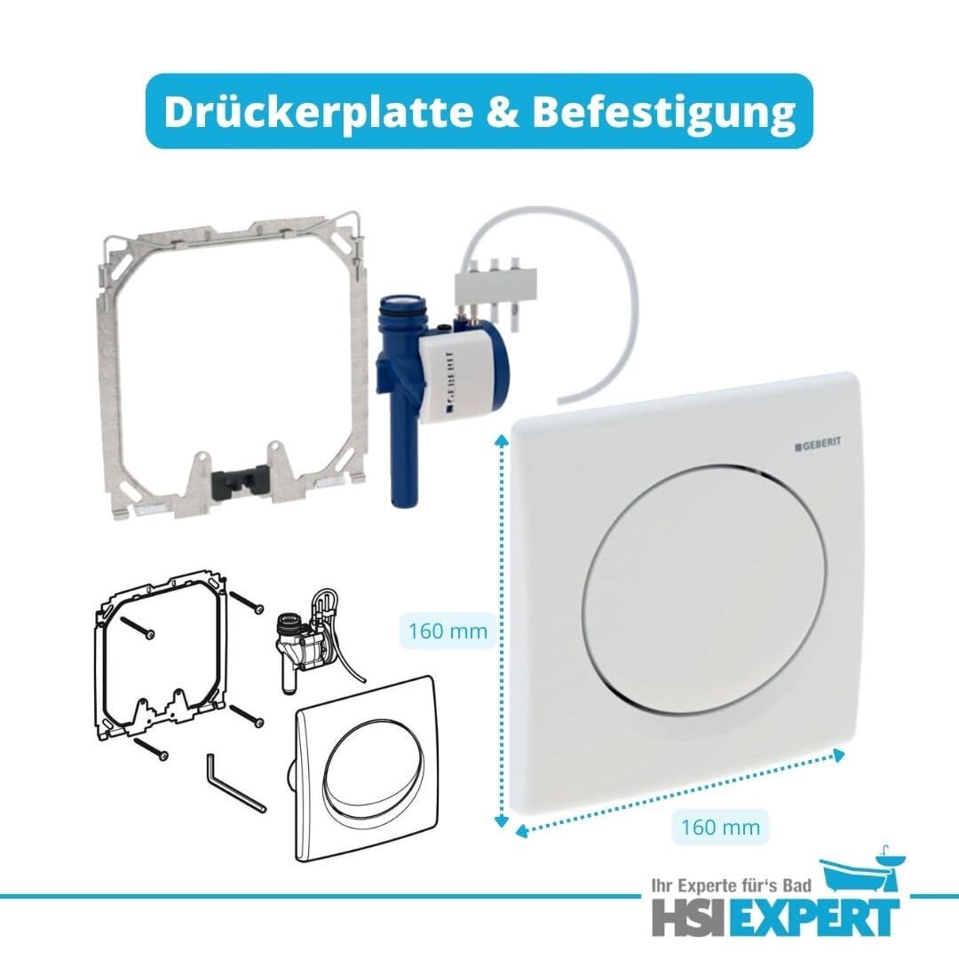 Geberit Duofix Basic Urinal Element + Urinal + Drückerplatte Samba Komplett-Set Mit Deckel