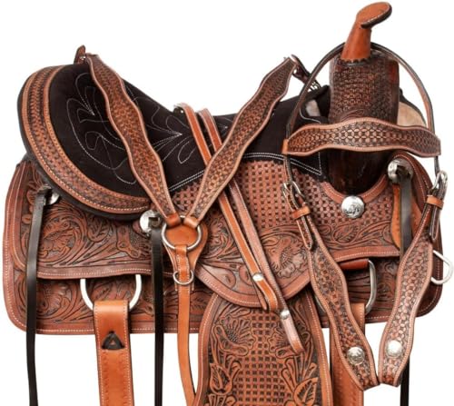 Me-WLS-103 Selle de cheval en cuir de vache de style western 25,4 cm à 45,7 cm