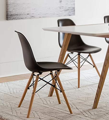Image of TIED RIBBONS Set of 4 Designer DSW Chair for Home, Living Room, Bed Room, cafe, Office, Accent Chair (Plastic and Wood, Black, 81 cm X 40 cm)