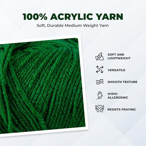 Image of Mary Maxim Maximum Value Acrylic Yarn for Crocheting and Knitting, Soft Worsted Weight Yarn 4, Ideal for Blankets, Sweaters, Hats, and Scarves, 8 oz Skein (474 Yds), Green