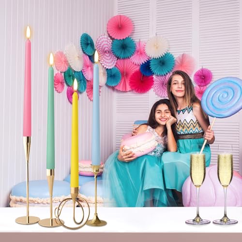 Veshymmle 12 Pack 10 Inch Multi-Color Taper Candle Set For Holiday Dinner Party thumb #2