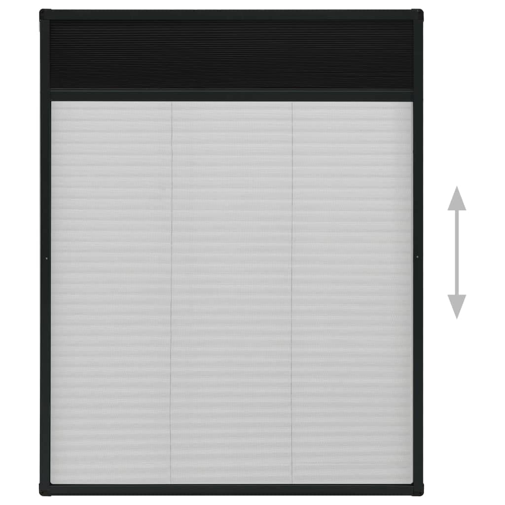 Moustiquaire Enroulable Alu pour Fenêtre de Toit, Store pour Fenêtre de Toit Plissée Aluminium Anthracite 80x100cm