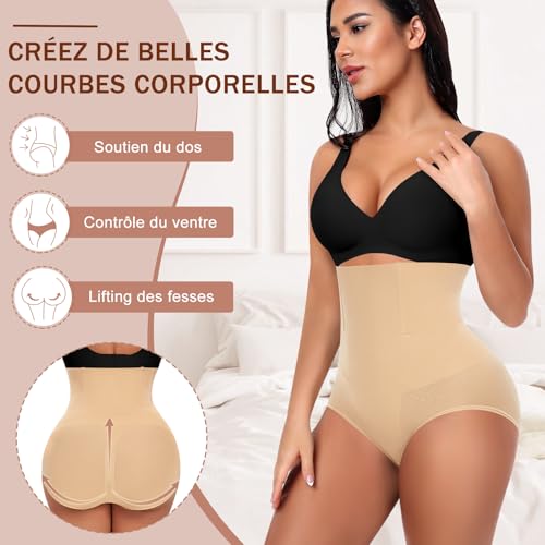 Culotte gainante femme ventre plat taille haute YARRCO gaine invisible sans couture - 4