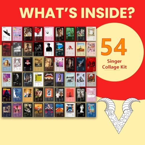 Image of VEENSHI Set of 54 Music Album Cover Posters Bundle - Minimalist Album Art Prints, Music Poster Collection, Album Cover Wall Kit | 300 GSM Thick Posters