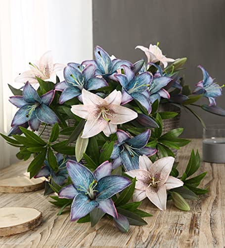 Fleurs artificielles bleues durables sans entretien pour composition - 4