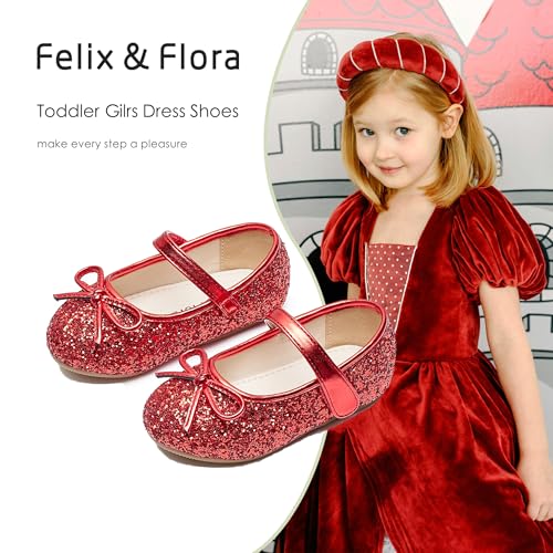 Image of Felix & Flora Toddler Flower Girl Dress Shoes - Girl Ballet Flats Party School Shoes Wedding