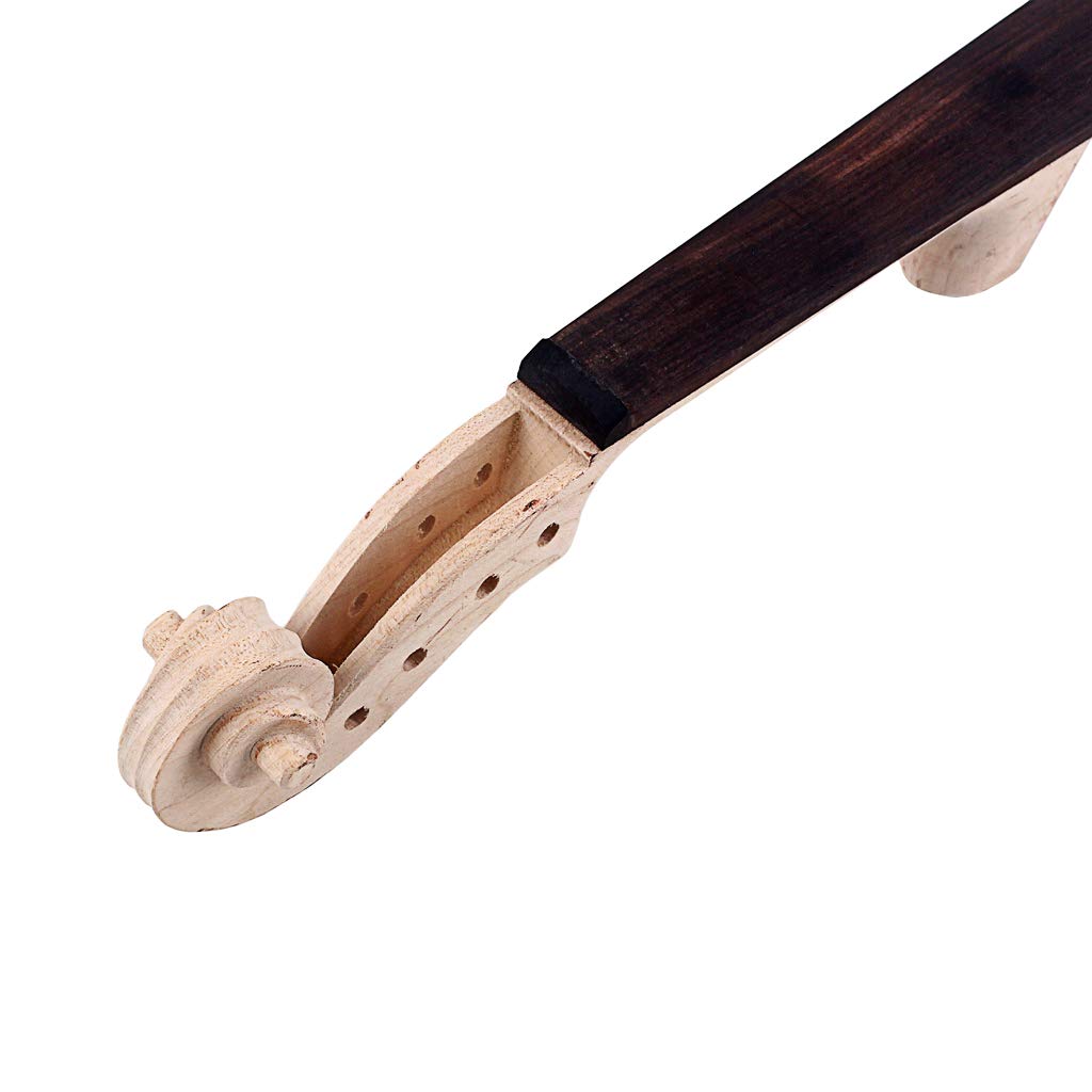 Alnicov Tête de manche de violon 4/4 en ébène brut avec parchemin sculpté à la main pour violon
