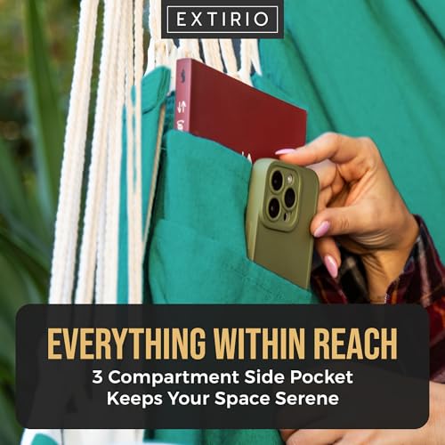 Image of Hanging Hammock Chair Swing - Hanging Chair Outdoor & Indoor - Hammock Swing Chair - Quick & Easy Setup with Hardware Kit - Durable & Spacious Full Body Support - Holds 440 Lbs