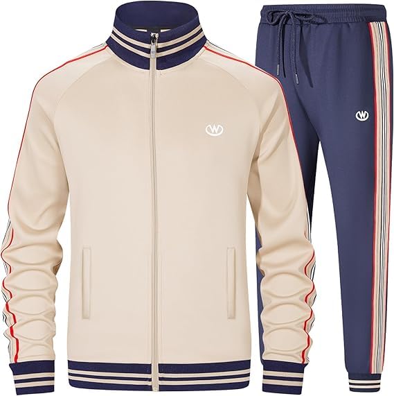 W JIANWANG Herren Trainingsanzug Jogginganzug Sportanzug Tracksuits 2 Teiliges Lässiges Athletisches Jogging