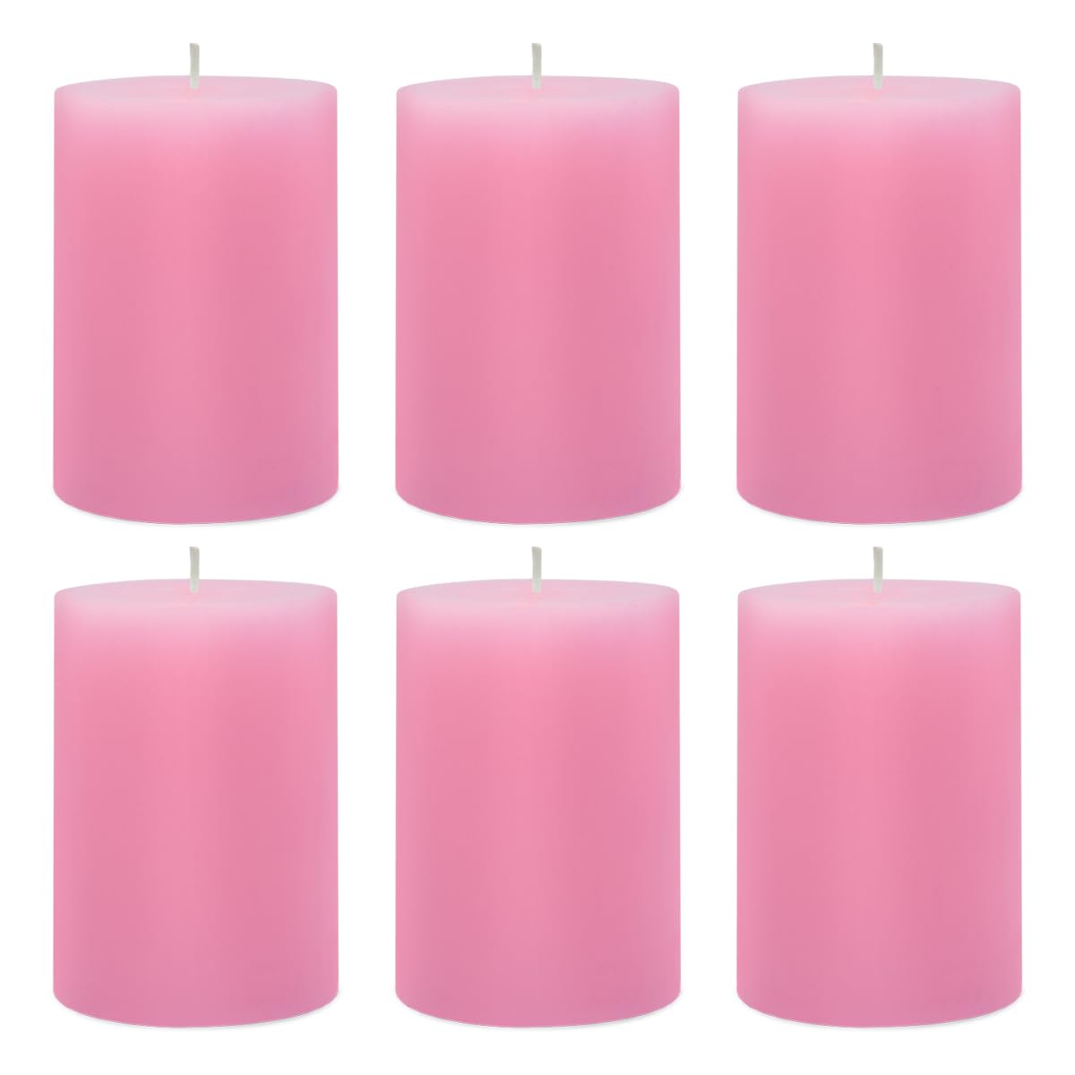 Photo 1 of 6 Packs 2.75x4 Inch Pink Pillar Candles, Unscented Dripless Cylinder Wax Candles for Home Table Holiday Party Spa Decor Emergency