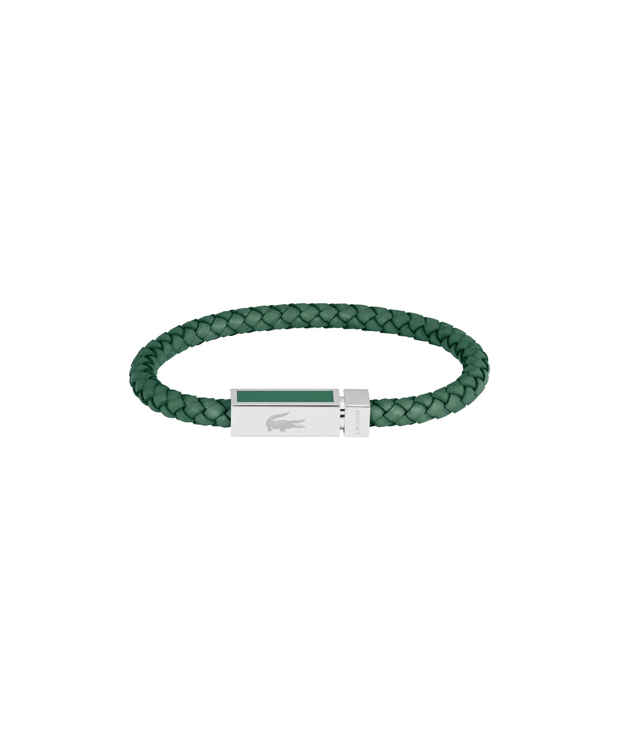 Lacoste Men's ROCKEL Collection Braided Leather Bracelet Green - 2040449