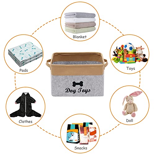 Geyecete Dog Toys Storage Bins-Pet Toy and Accessory Storage Bin, Organizer Storage Basket for Pet Toys,Blankets and Food-Light Gray/Khaki Geyecete Dog Toys Storage Bins-Pet Toy and Accessory Storage Bin, Organizer Storage Basket for Pet Toys,Blankets and Food-Light Gray/Khaki