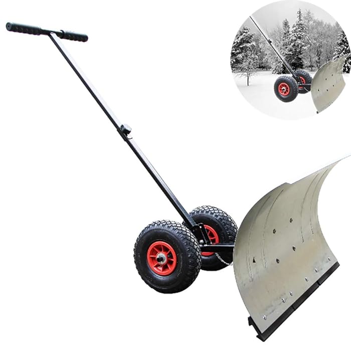 Buy Wheeled Snow Shovel Pusher with BiDirectional Wheels and