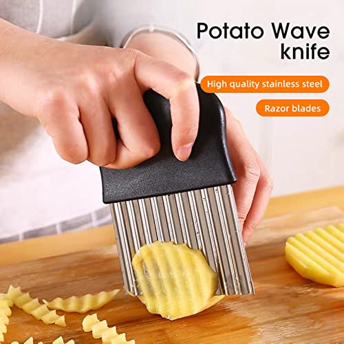 Mtskaeo 1 x French Wave Knife, Potato Cutter, Wave Cutter, Chip Cutter, Potato Wave Cutter, Stainless Steel Fruit Vegetable Salad Cutter Tool - Image 5