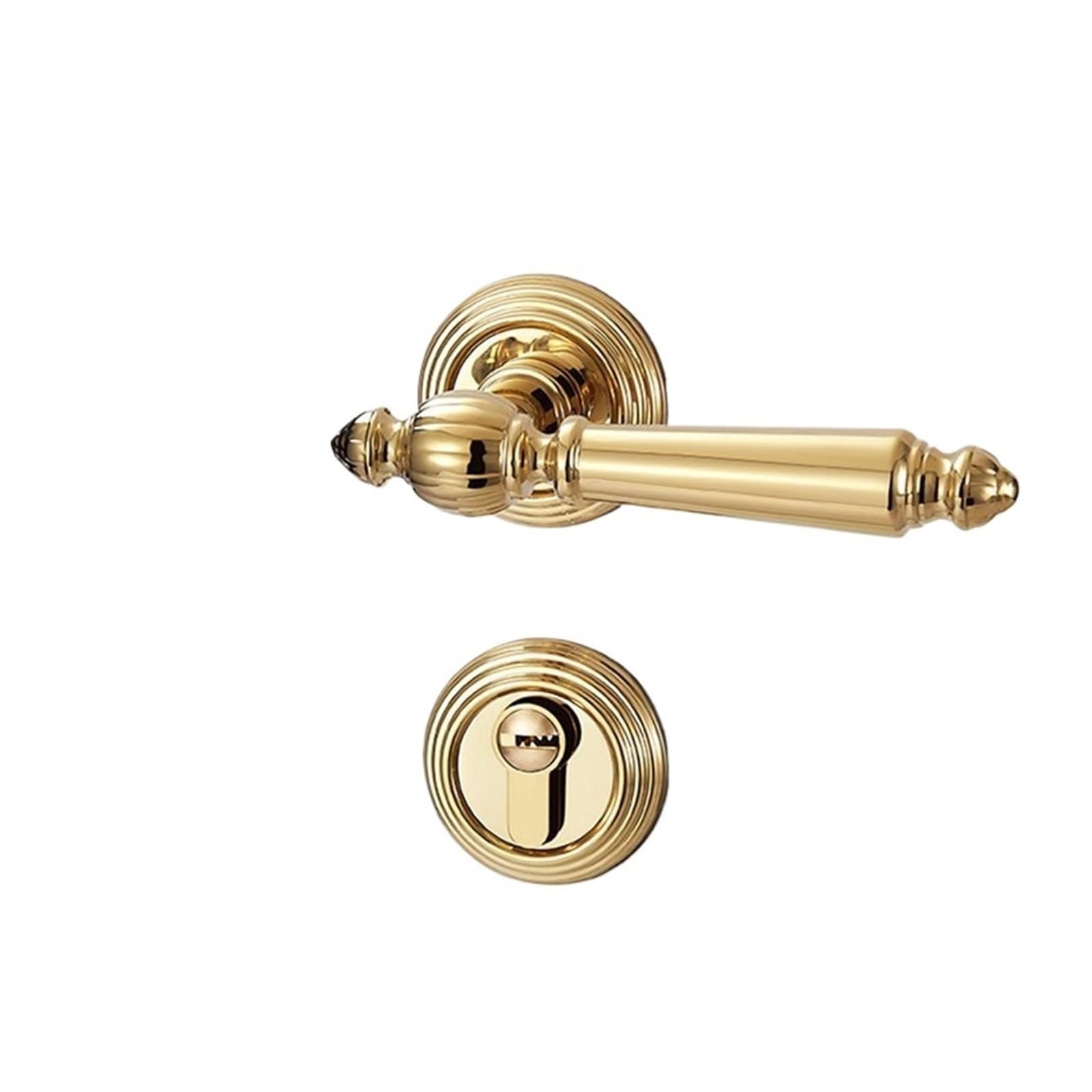 NYRXRYTCA American Golden Door Lock Indoor Nordic Bedroom Solid Wood PVD Room Door Lock Silent Magnetic Handle Bright Split Lock(Golden door lock)