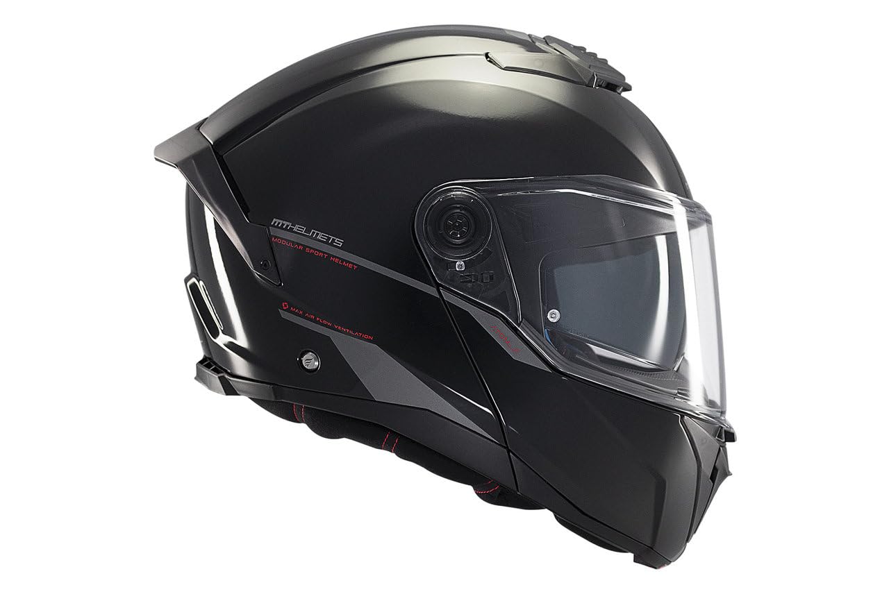 MT Helmets Atom 2 SV, Casco moto Modular Flip-Up, Visor Solar Retráctil, Interior Lavable, Preparado Intercomunicador UCS, Bloqueo frontal, Visor con posición Ventilación, Homologado ECE 22.06 & DOT