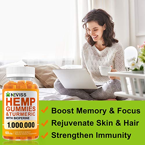 (2 Pack) Hēmp Gummiés with Turmeric Curcumin & Bioperine 1000000 - 100% Organic Natural Hēmp Gummiés - Extra Strength… - Image 5